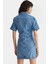Kısa Kollu Denim Gömlek Elbise %pamuk Midi Boy Casual Trend Tasarım Özel 3