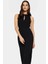 Cut Out Detaylı Scuba Krep Elbise Choker Yaka Midi Boy Özenle Seçilmiş Dayanıklı Malzeme Uzun Ömürlü 2