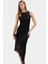Örme Midi Elbise Bodycon Kesim Asimetrik Etek Fırfırlı Detay Yüksek Kalite Dayanıklı Malzeme 2
