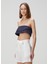 Another Tomorrow Lacivert Crop Keten Bluz 3