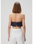 Another Tomorrow Lacivert Crop Keten Bluz 4