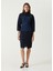 Lacivert Midi Patchwork Denim Elbise 1