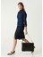 Lacivert Midi Patchwork Denim Elbise 2