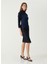 Lacivert Midi Patchwork Denim Elbise 3