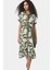 Dokuma Viskoz Gömlek Elbise Çiçek Desenli Midi Boy Trend Tasarım Rahat Kullanım Modern Stil 2