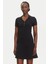 Kadın Polo Yaka Fit & Flare Kesim Fitilli Elbise - Siyah 1