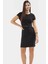 Polyester Elastan Dokuma Mini Elbise Kemerli ve Dik Yaka Mükemmel Uyum Şık Görünüm 2