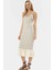 Polyester Triko Midi Elbise V Yaka Çizgili Desen Bodycon Yazlık Profesyonel Görünüm 2