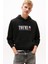 Erkek Regular Fit Kapüşonlu Grafik Logolu Sweatshirt - Siyah 1