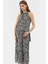 Polyester Şifon Maxi Elbise Dik Yaka Kolsuz Soyut Desen Boy Relaxed Fit Mükemmel Uyum 2