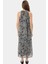 Polyester Şifon Maxi Elbise Dik Yaka Kolsuz Soyut Desen Boy Relaxed Fit Mükemmel Uyum 3
