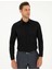 Siyah Slim Fit Armürlü Uzun Kollu Gömlek 3