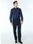 Lacivert Erkek Düğmeli Slim Fit Armürlü Gömlek Maydos 403 2