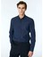 Lacivert Erkek Düğmeli Slim Fit Armürlü Gömlek Maydos 403 3