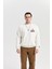 Baskılı Ekru Oversize Sweatshirt 1