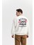 Baskılı Ekru Oversize Sweatshirt 3