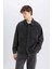 %100 Pamuk Boxy Fit Jean Uzun Kollu Gömlek Ceket C7539AX24AU 6