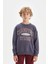 Erkek Çocuk Oversize Geniş Kalıp Bisiklet Yaka Yazı Baskılı Okul Sweatshirt D0983A824AU 6