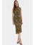 Leopar Desenli Midi Kalem Elbise Polyester Örme Kumaş Bodycon Kalıp Yazlık Dayanıklı Malzeme 2