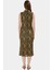 Leopar Desenli Midi Kalem Elbise Polyester Örme Kumaş Bodycon Kalıp Yazlık Dayanıklı Malzeme 3