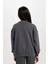 Kız Çocuk Antrasit Oversize Geniş Kalıp Bisiklet Yaka Baskılı Sweatshirt D0610A824AU 6