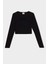 Kız Çocuk Slim Fit Dar Kesim Bisiklet Yaka Fitilli Kaşkorse Uzun Kollu Siyah Tişört D0705A824AU 7