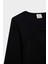 Kız Çocuk Slim Fit Dar Kesim Bisiklet Yaka Fitilli Kaşkorse Uzun Kollu Siyah Tişört D0705A824AU 8