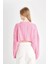 Coool Regular Fit Crop Bisiklet Yaka Saç Örgülü Triko Kazak T4518AZ24WN 6