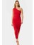 Tek Omuz Midi Boy Bodycon Soft Krep Polyester Elbise Dayanıklı Malzeme Rahat Kullanım 2