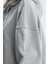 Gri Essentials Fit Kadın Zip Hoodie %100 Pamuk Kapüşonlu Düşük Omuzlu Fermuarlı Kanguru Cepli 4
