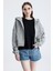 Gri Essentials Fit Kadın Zip Hoodie %100 Pamuk Kapüşonlu Düşük Omuzlu Fermuarlı Kanguru Cepli 7