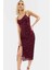 Şık V Yaka Midi Tül Elbise Örme Kumaş Bodycon Kesim Yazlık Yüksek Kalite Dayanıklı Malzeme 1