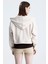 Ekru Essentials Fit Kadın Zip Hoodie %100 Pamuk Kapüşonlu Düşük Omuzlu Fermuarlı Kanguru Cepli 6