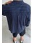 Lacivert Oversize Çizgili Ravel Gömlek 4