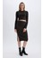 Coool Slim Fit Dar Kesim Basic Düz Yırtmaçlı Triko Midi Etek A2058AX24AU 3
