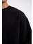 Oversize Geniş Kalıp Bisiklet Yaka Kalın Basic Düz Sweatshirt T5139AZ24AU 6