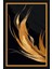 | Siyah&gold Set Tüy Kombini (Feather) |çerçeveli Temperli Cam Tablo 3lü Yatay 2