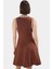 Kadın Mini Elbise V Yaka Dokuma Kumaş Belden Açılan Şık Tasarım Özel Modern Stil 3