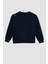 Erkek Çocuk Lacivert Oversize Geniş Kalıp Bisiklet Yaka Baskılı Sweatshirt C9809A824WN 8