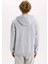Comfort Fit Rahat Kalıp Kapüşonlu Kalın İçi Yumuşak Tüylü Fermuarlı Sweatshirt D2323AX24AU 6