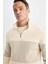 Comfort Regular Fit Rahat Kalıp Dik Yaka Fermuarlı Çizgili Kalın Sweatshirt D2401AX24AU 7
