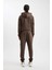 Fit Erkek Kahve Standart Fit Normal Kesim Standart Paça Fermuar Cepli Skuba Dalgıç Kumaş Sporcu Jogger Eşofman Altı D1952AX24AU 6