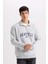 Relax Fit Fermuarlı Dik Yaka Baskılı Kalın Sweatshirt D2168AX24AU 6