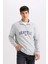 Relax Fit Fermuarlı Dik Yaka Baskılı Kalın Sweatshirt D2168AX24AU 7