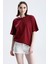 Bordo Loose Fit Unisex T-Shirt %100 Pamuk Bisiklet Yaka Düz Renk 1