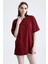 Bordo Loose Fit Unisex T-Shirt %100 Pamuk Bisiklet Yaka Düz Renk 3
