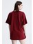 Bordo Loose Fit Unisex T-Shirt %100 Pamuk Bisiklet Yaka Düz Renk 5