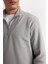 Gri Tüylenme Yapmayan Soğuk Geçirmez Regular Fit Dik Yaka Fermuarlı Polar Sweatshirt Y3996AZNS 6