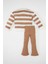 Kız Bebek 2'li Takım Polo Yaka Çizgili Sweatshirt Beli Lastikli İspanyol Paça Tayt D2850A524AU 6