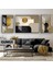 | Siyah&gold Set Geometrik Bohem Deseni |çerçeveli Temperli Cam Tablo 3lü Yatay 1